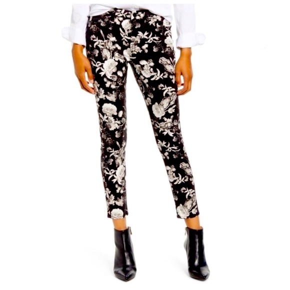 JEN 7 FOR ALL MANKIND SPECIAL DYED ANKLE SKINNY JEANS BLACK WHITE GRAY FLORAL - Picture 1 of 15